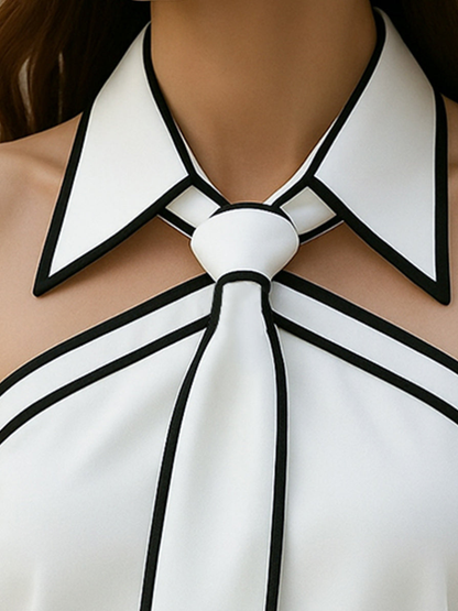 Women’s Halter Neck Blouse | Contrast Trim