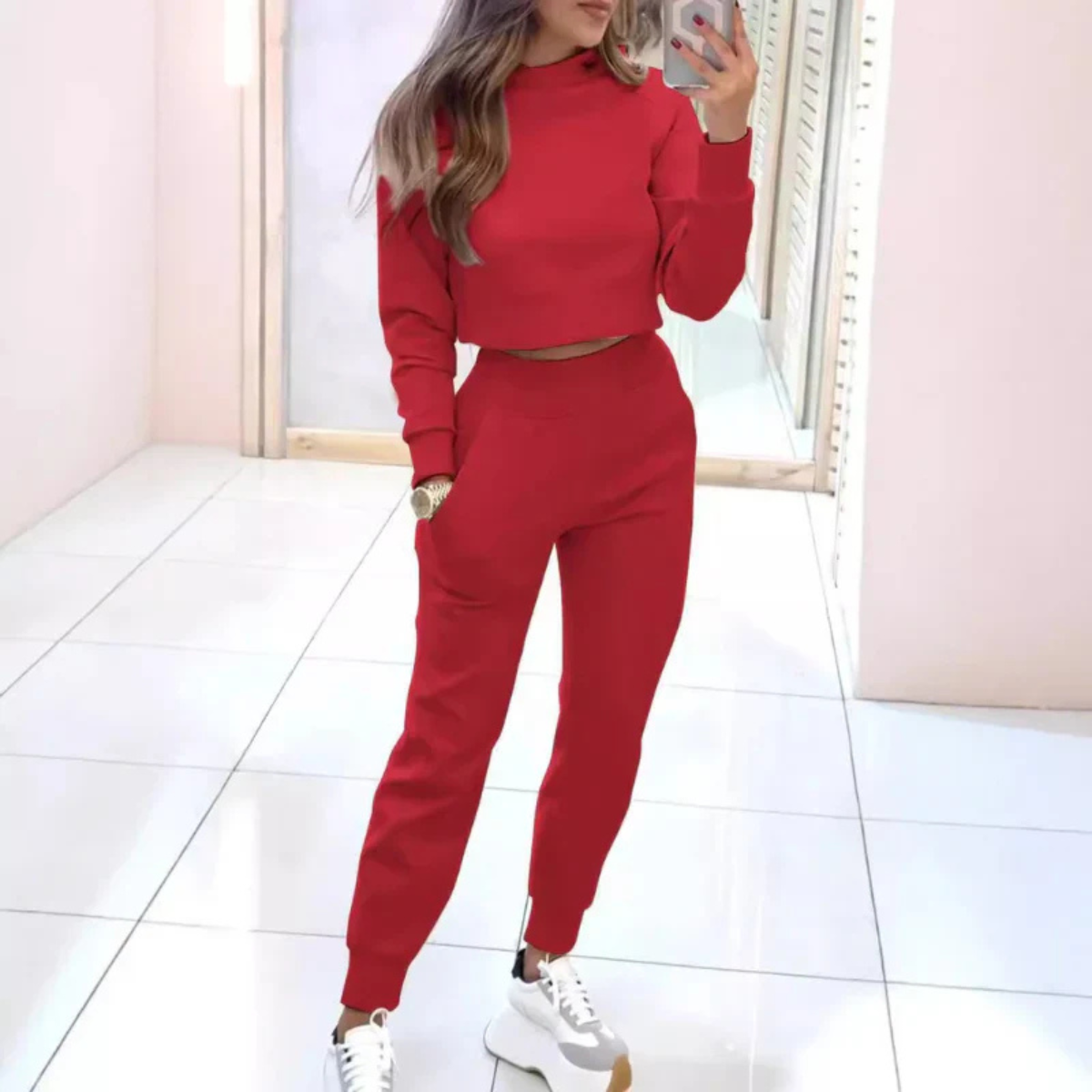 Women’s Two Piece Tracksuit | Cropped Sweater