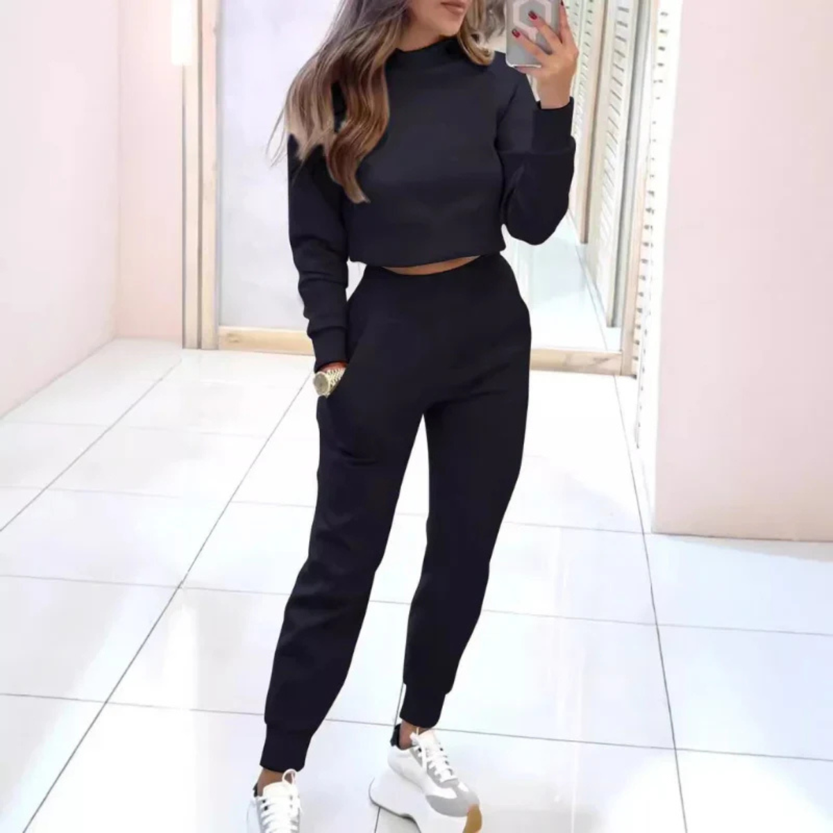Women’s Two Piece Tracksuit | Cropped Sweater