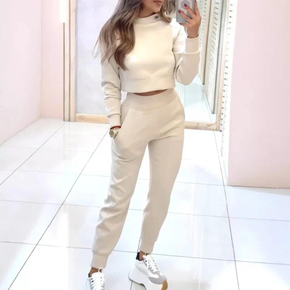 Women’s Two Piece Tracksuit | Cropped Sweater