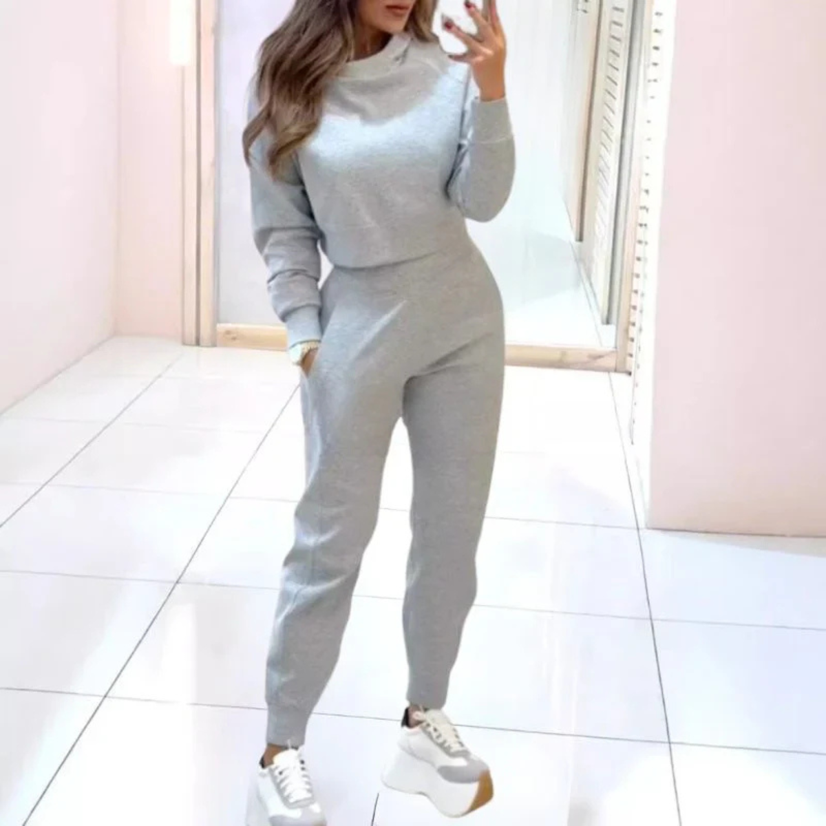 Women’s Two Piece Tracksuit | Cropped Sweater
