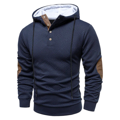 Men’s Casual Hooded Sweater | Button Detail