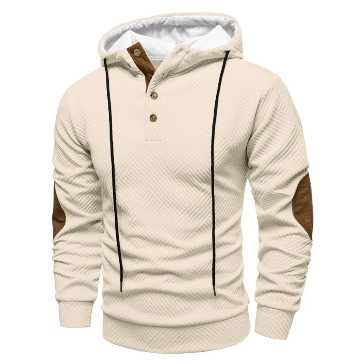 Men’s Casual Hooded Sweater | Button Detail