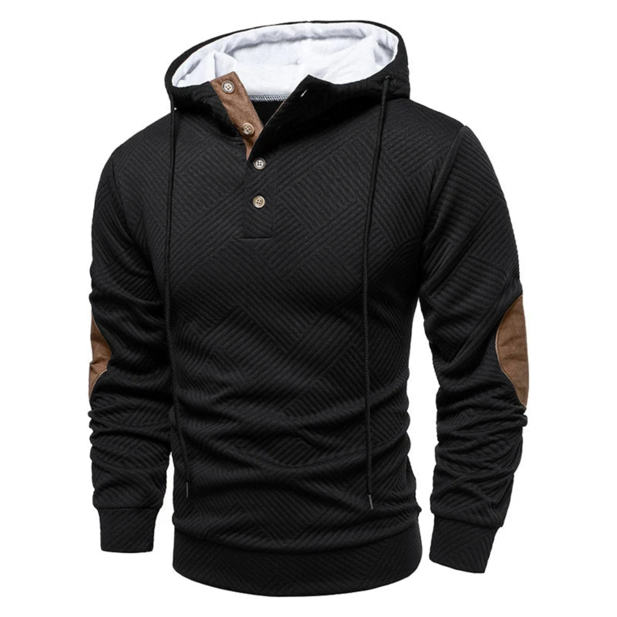 Men’s Casual Hooded Sweater | Button Detail