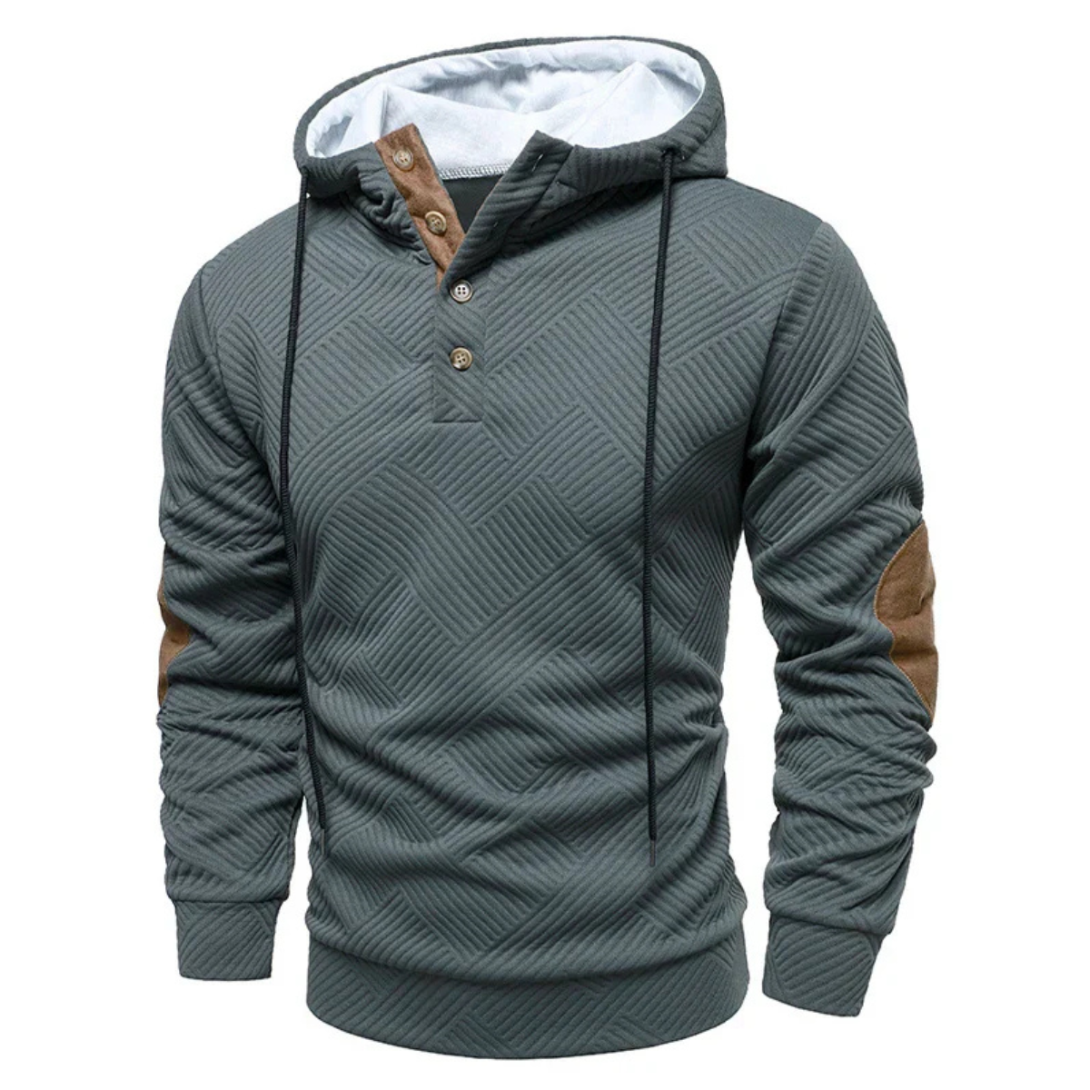 Men’s Casual Hooded Sweater | Button Detail
