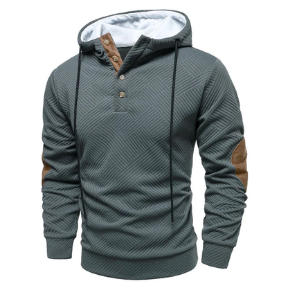 Men’s Casual Hooded Sweater | Button Detail