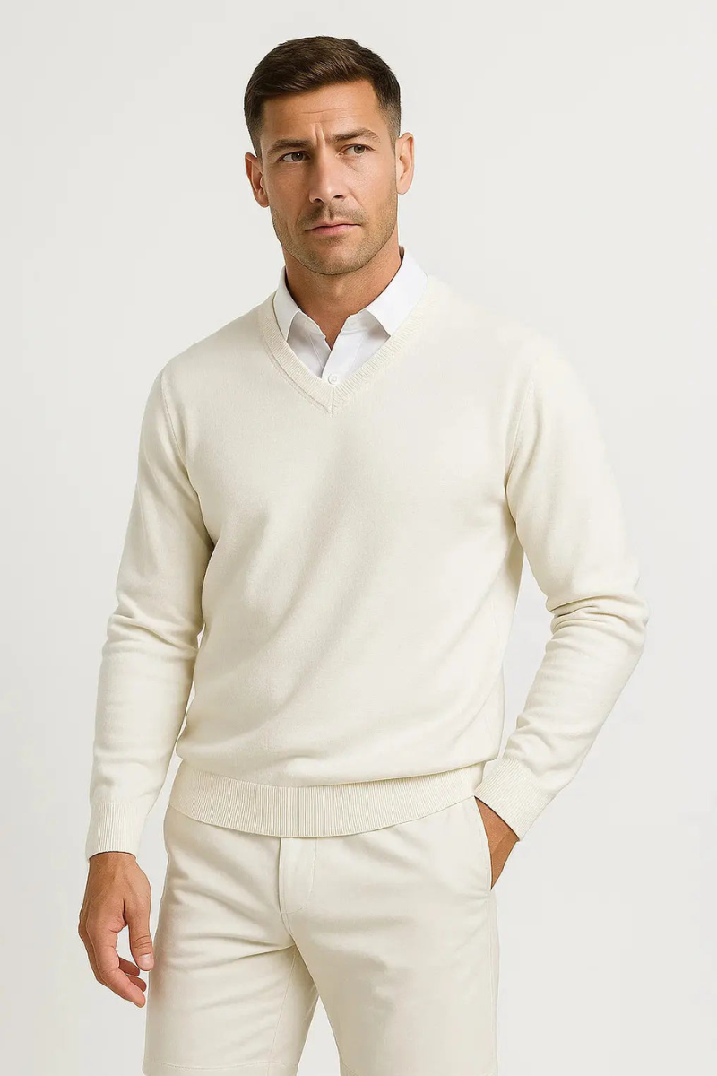 Men’s Elegant V-Neck Sweater | Slim Fit