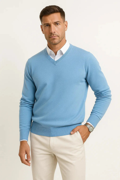 Men’s Elegant V-Neck Sweater | Slim Fit