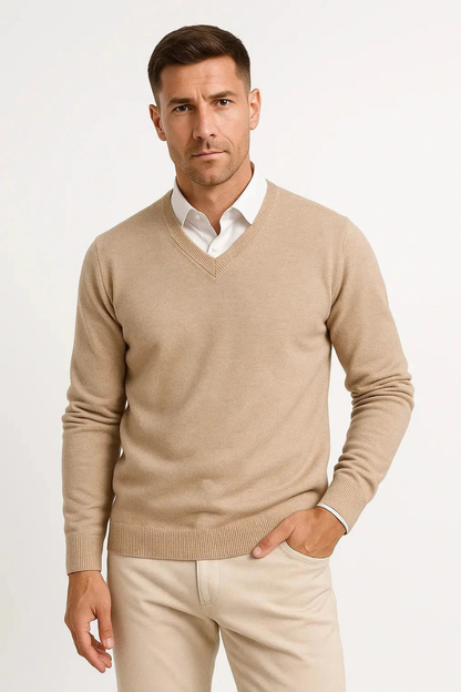 Men’s Elegant V-Neck Sweater | Slim Fit