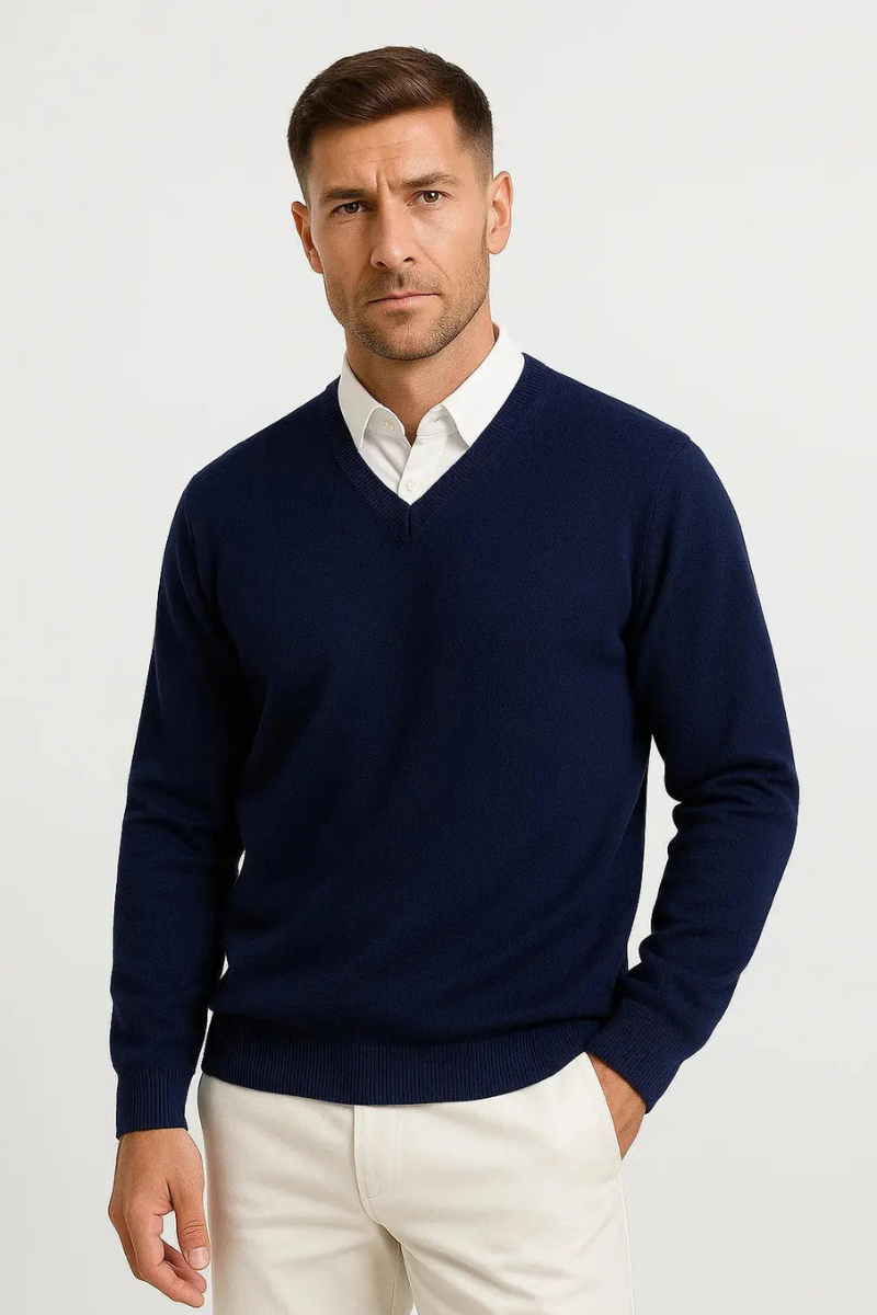 Men’s Elegant V-Neck Sweater | Slim Fit