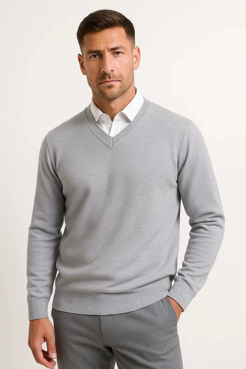 Men’s Elegant V-Neck Sweater | Slim Fit