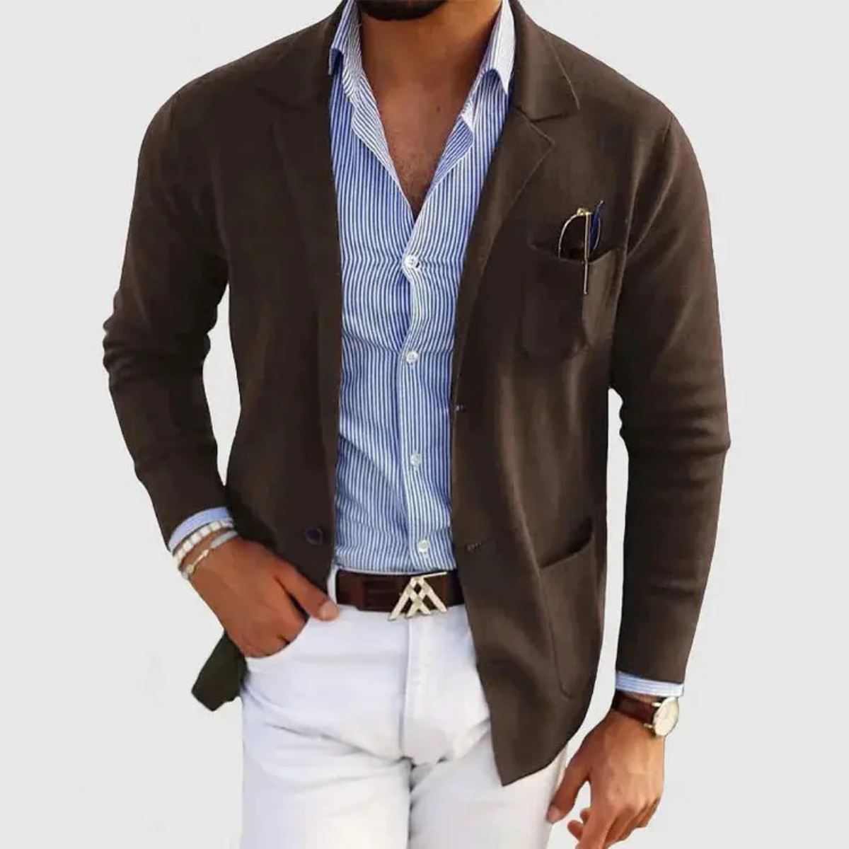Men's Casual Knit Blazer | Button Front