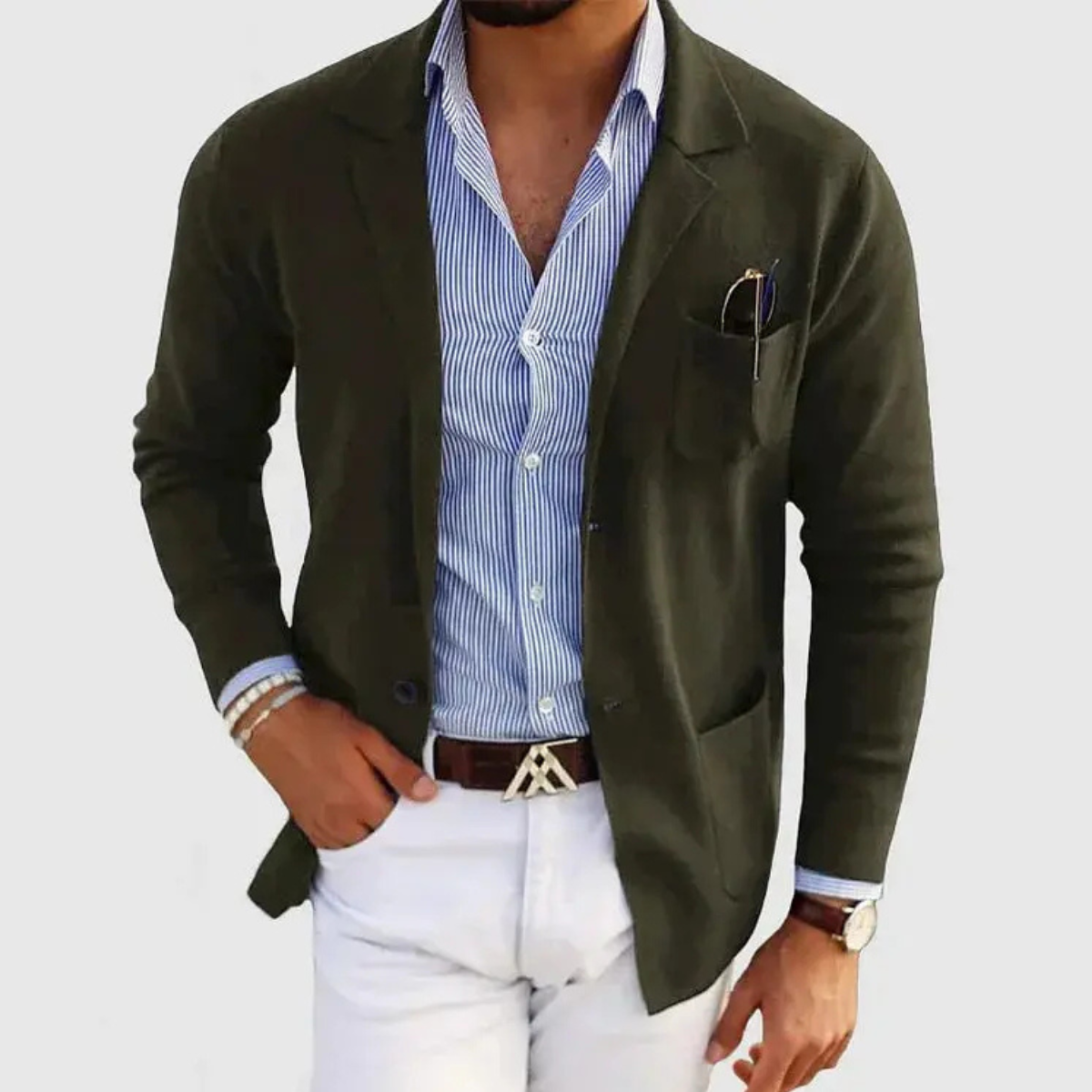 Men's Casual Knit Blazer | Button Front