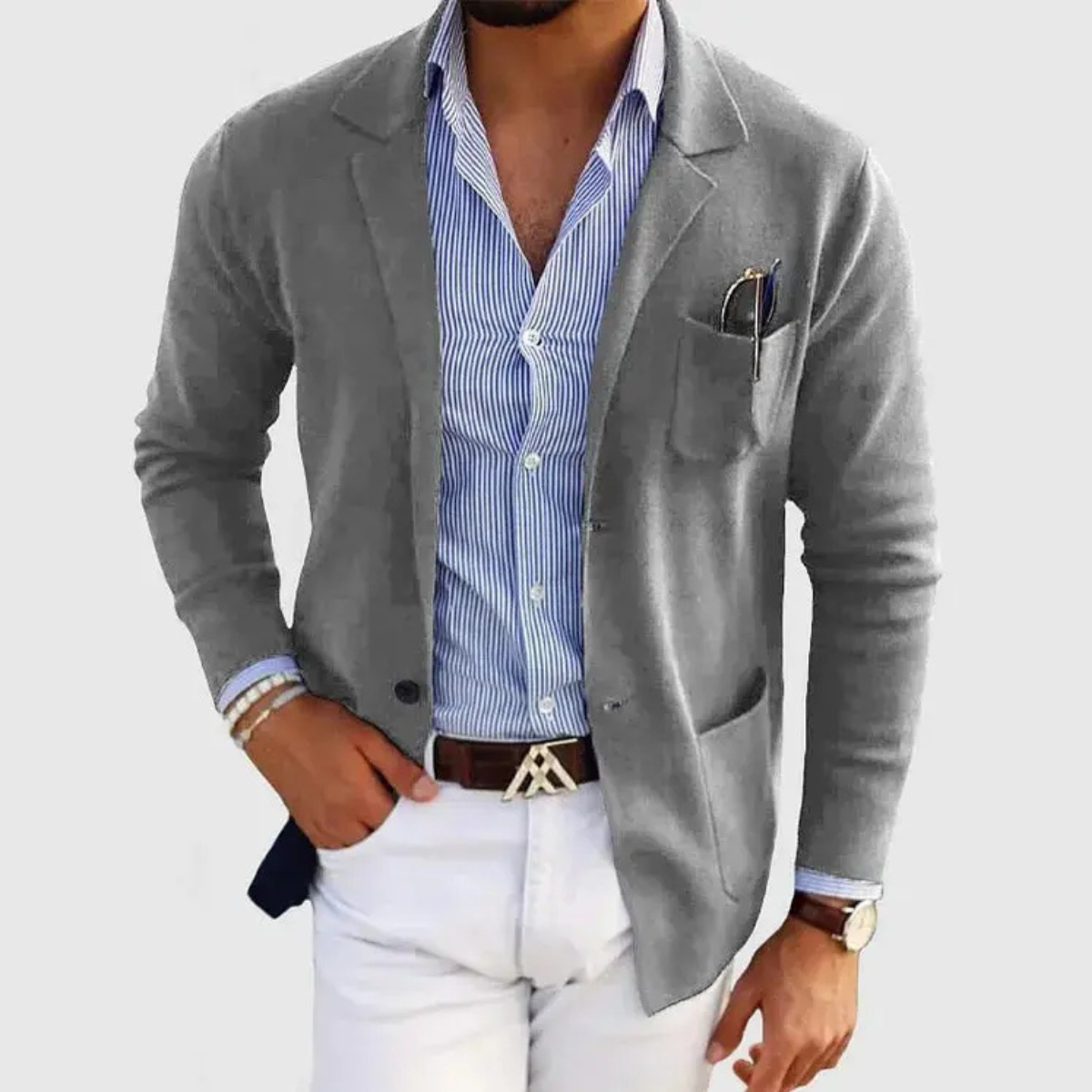 Men's Casual Knit Blazer | Button Front