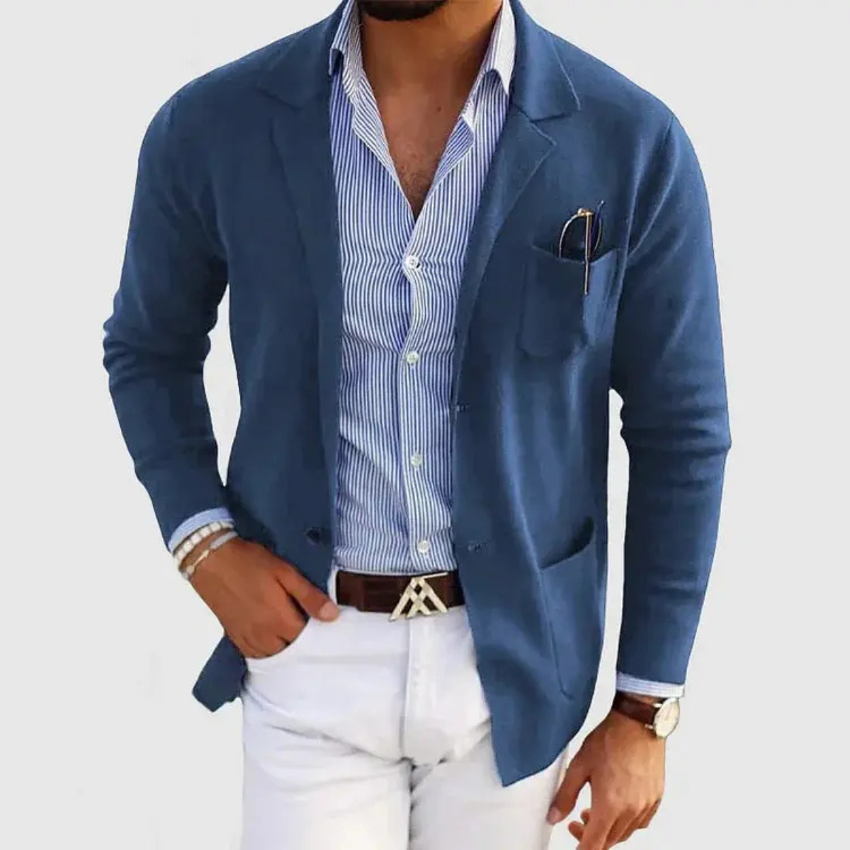 Men's Casual Knit Blazer | Button Front