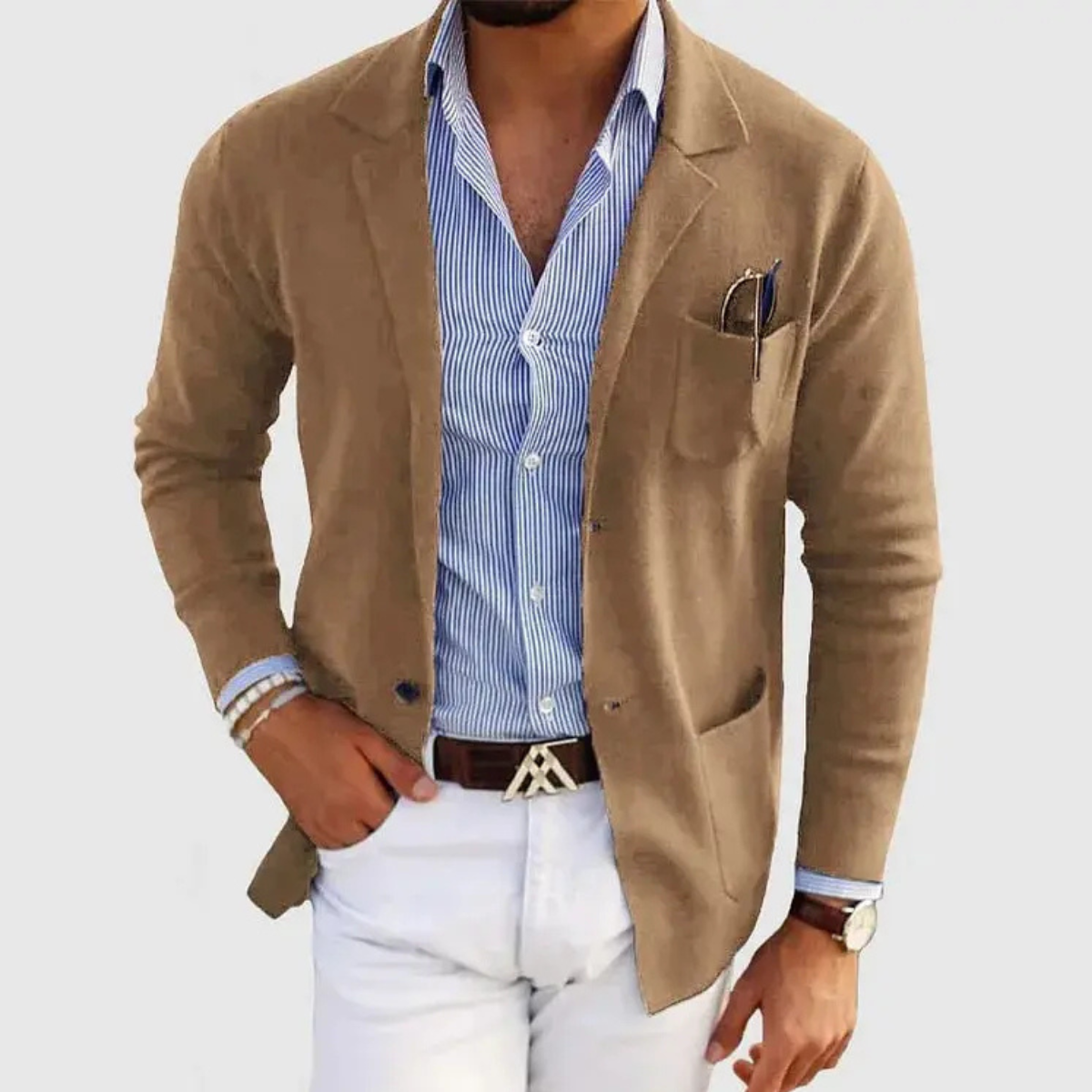 Men's Casual Knit Blazer | Button Front