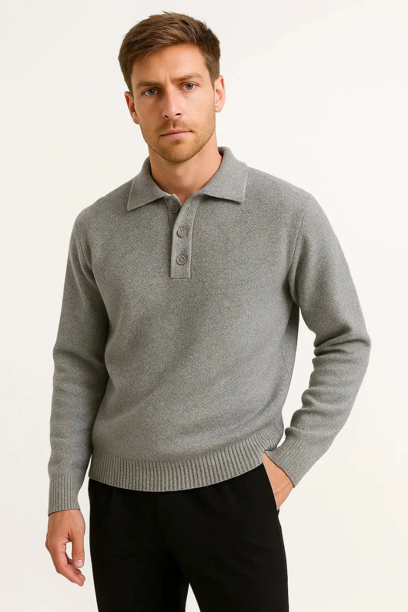 Men’s Polo Sweater | Button Collar