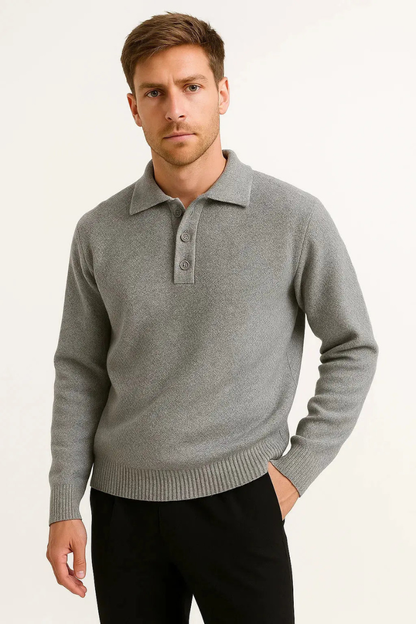 Men’s Polo Sweater | Button Collar