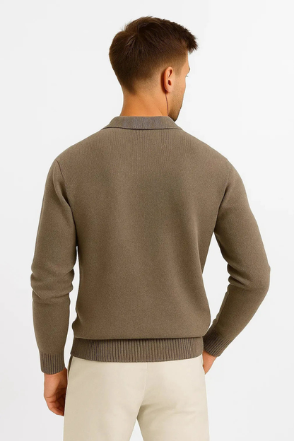 Men’s Polo Sweater | Button Collar