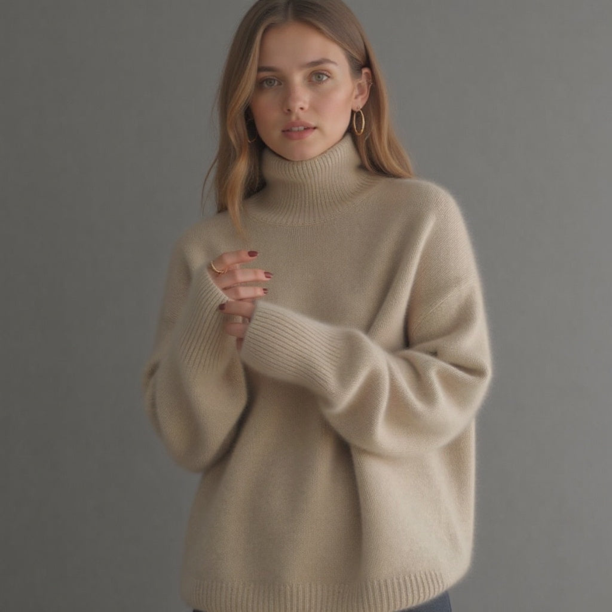 Women’s Soft Oversized Turtleneck Sweater | Relaxed Fit