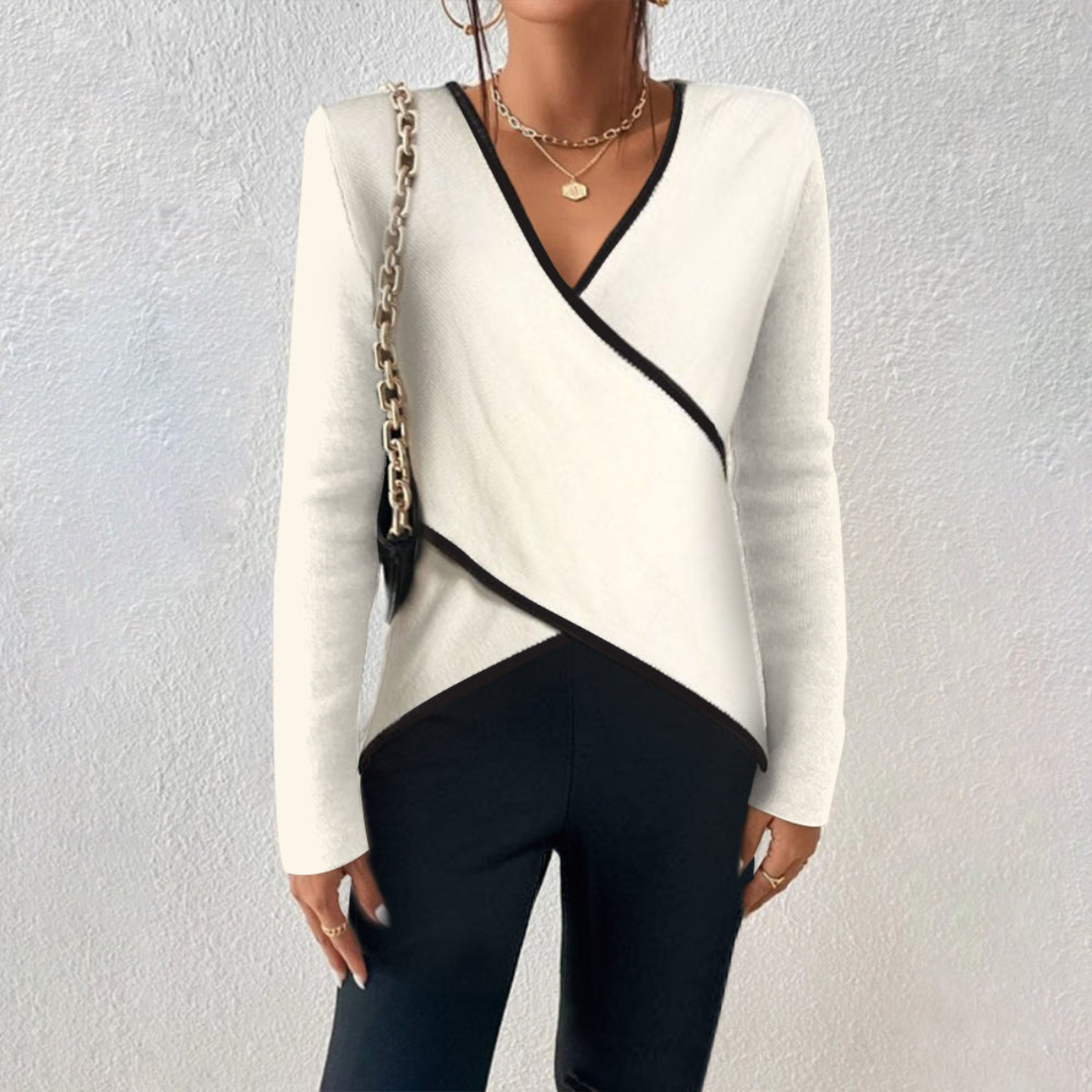 Women’s Elegant V-Neck Sweater | Long Sleeve