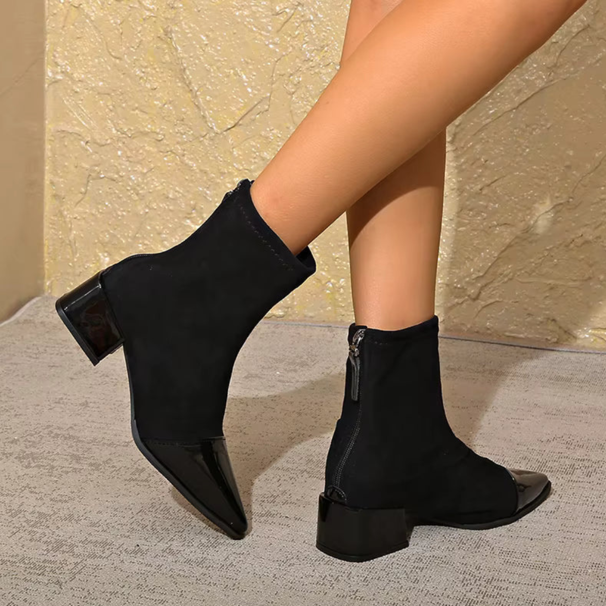 Women’s Block Heel Ankle Boots | Patent Detail