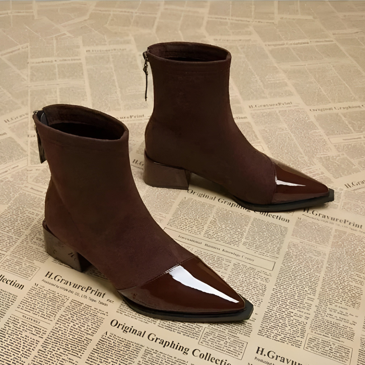 Women’s Block Heel Ankle Boots | Patent Detail