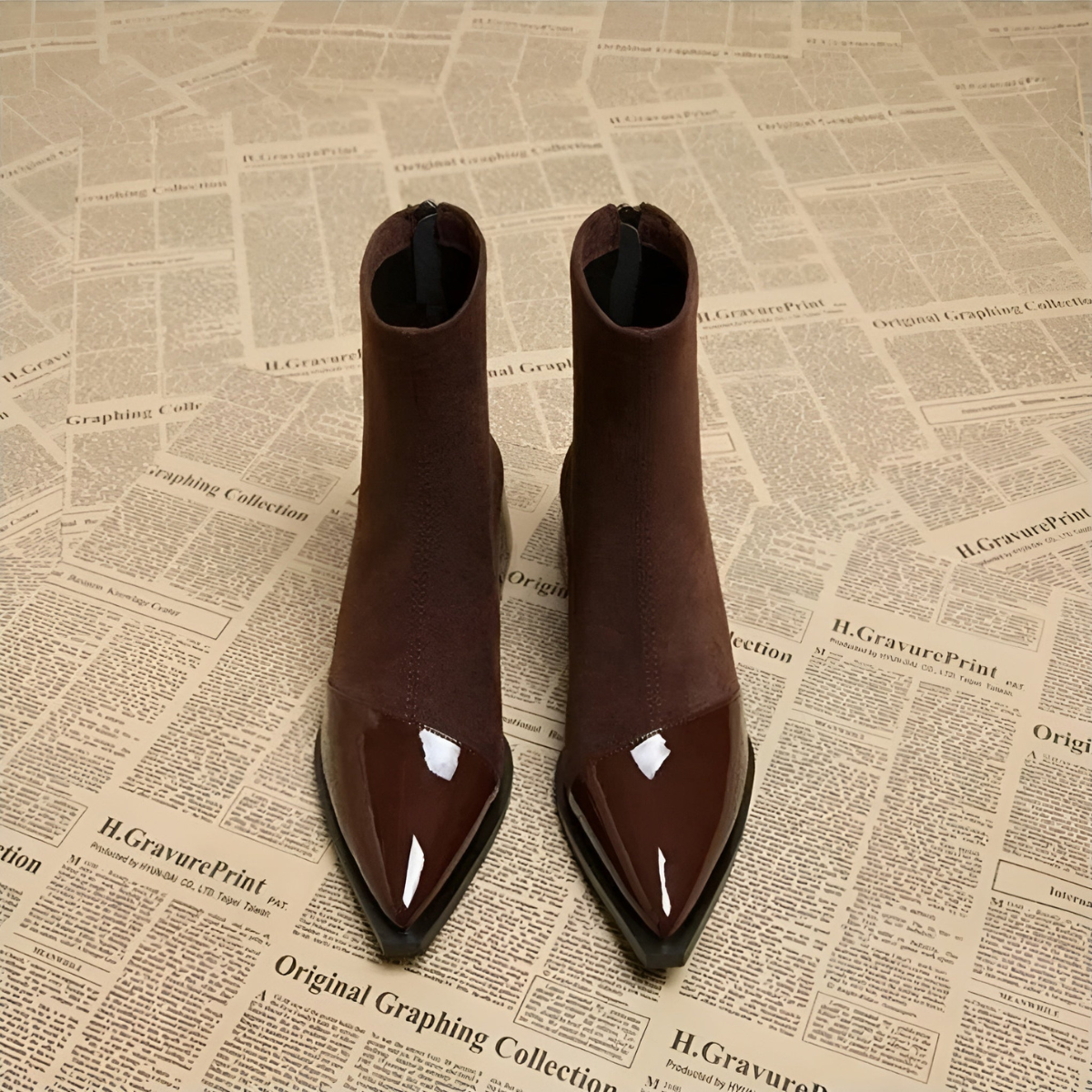 Women’s Block Heel Ankle Boots | Patent Detail