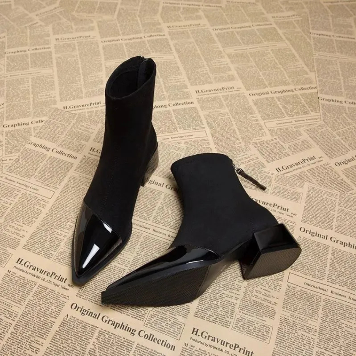 Women’s Block Heel Ankle Boots | Patent Detail