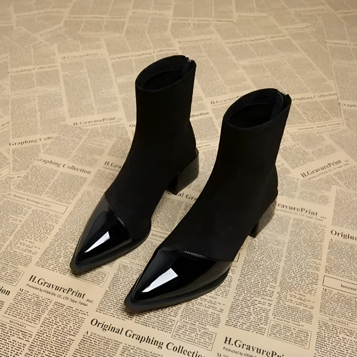 Women’s Block Heel Ankle Boots | Patent Detail