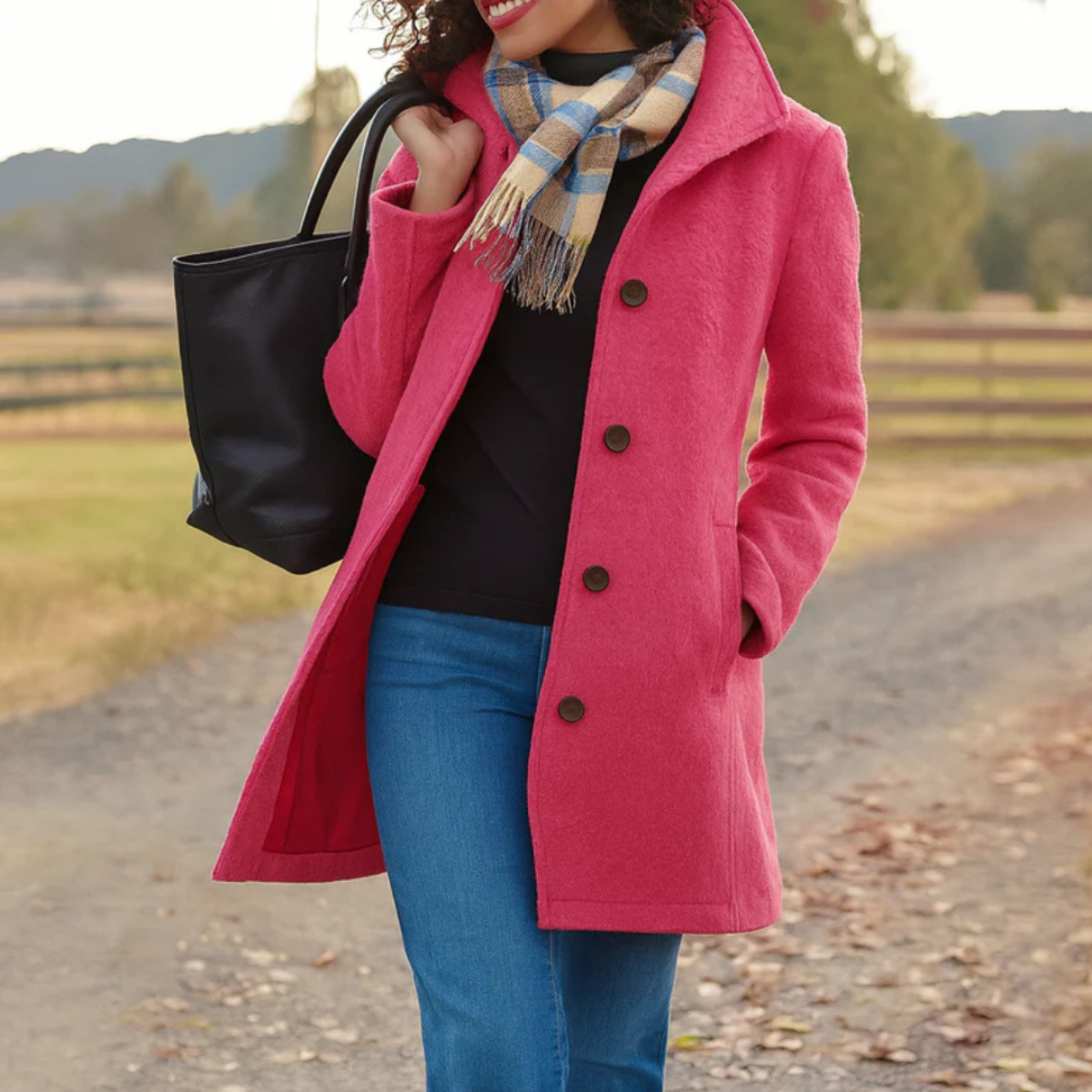 Women’s Elegant Longline Coat | Button Front