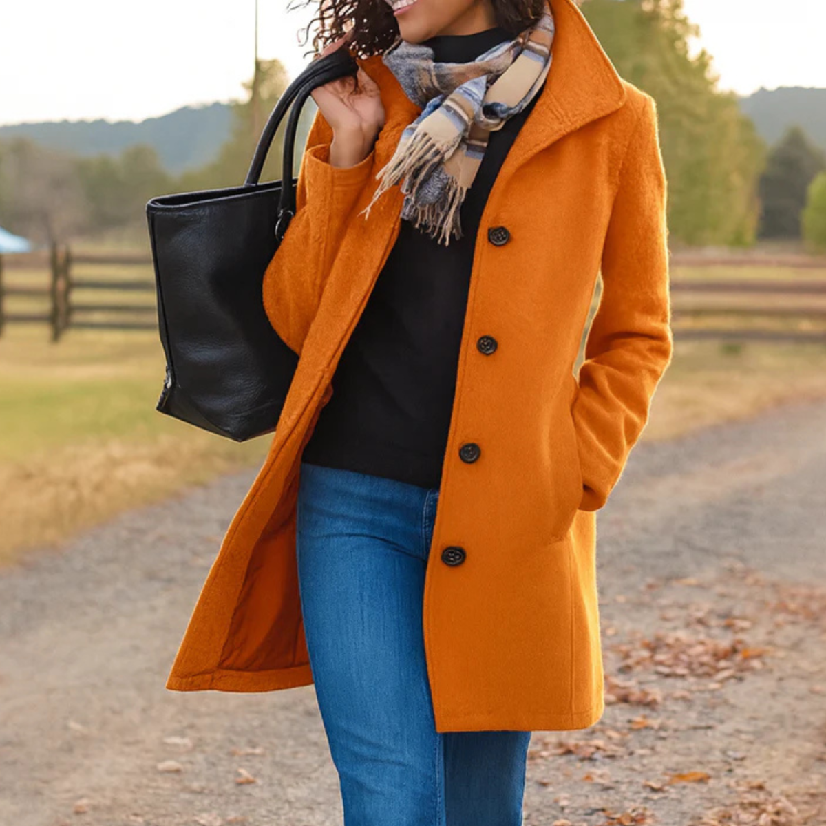 Women’s Elegant Longline Coat | Button Front