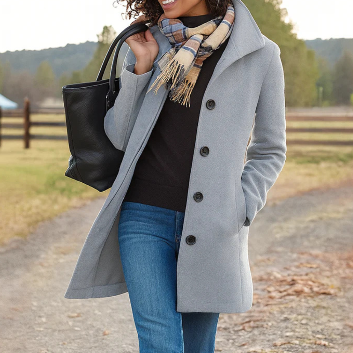 Women’s Elegant Longline Coat | Button Front