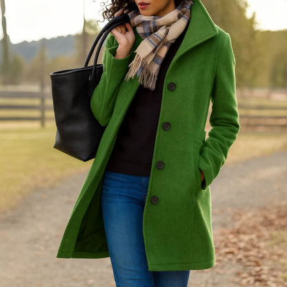 Women’s Elegant Longline Coat | Button Front