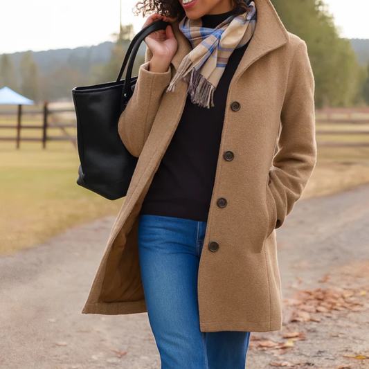 Women’s Elegant Longline Coat | Button Front