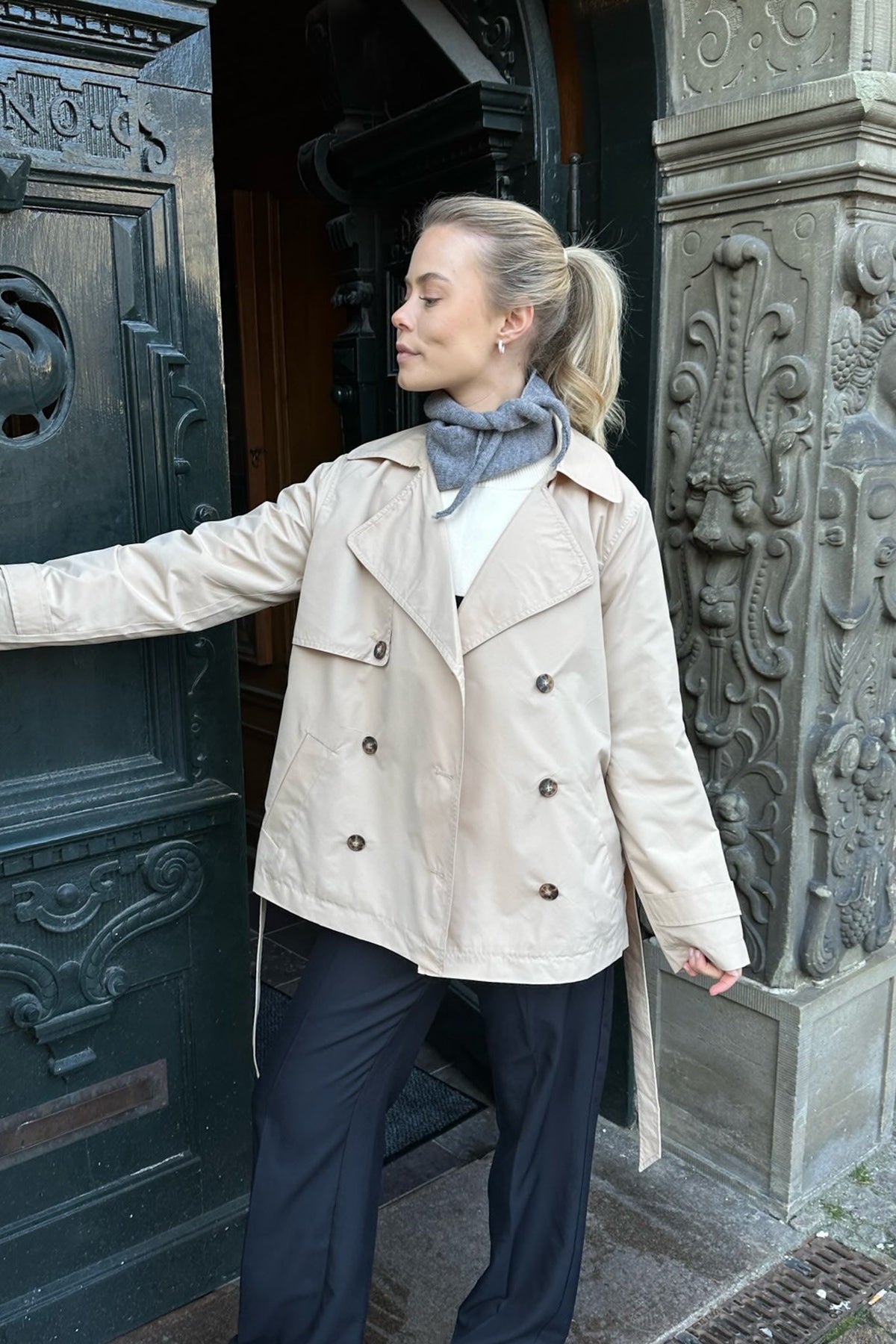 Women's Short Trench Coat Double Breasted Cropped – Nerys