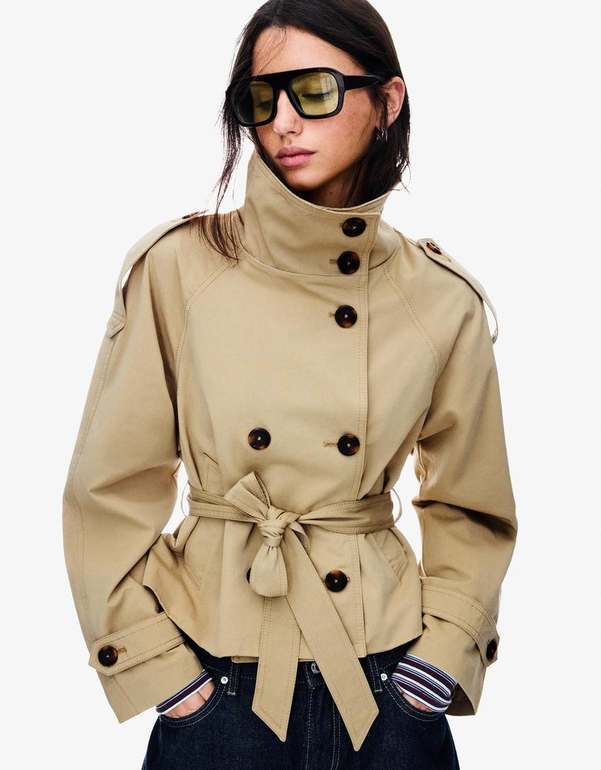 Trench Coat Women - Lightweight Belted Trench Coat with Storm Flap