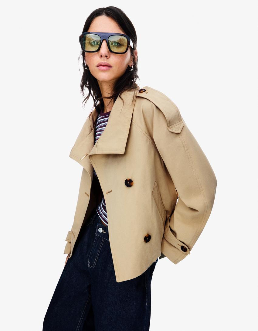 Trench Coat Women - Lightweight Belted Trench Coat with Storm Flap