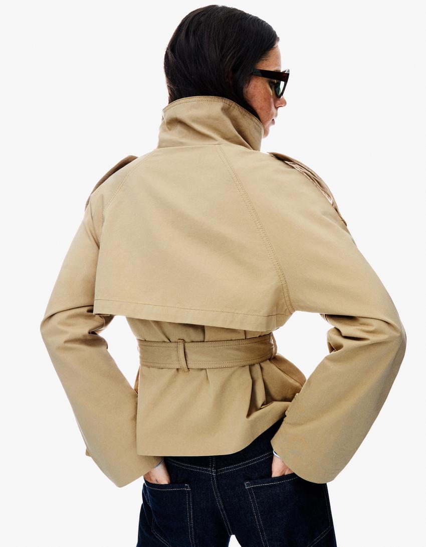 Trench Coat Women - Lightweight Belted Trench Coat with Storm Flap