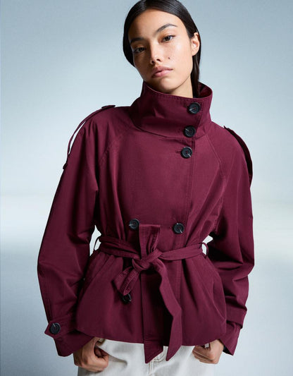 Trench Coat Women - Lightweight Belted Trench Coat with Storm Flap