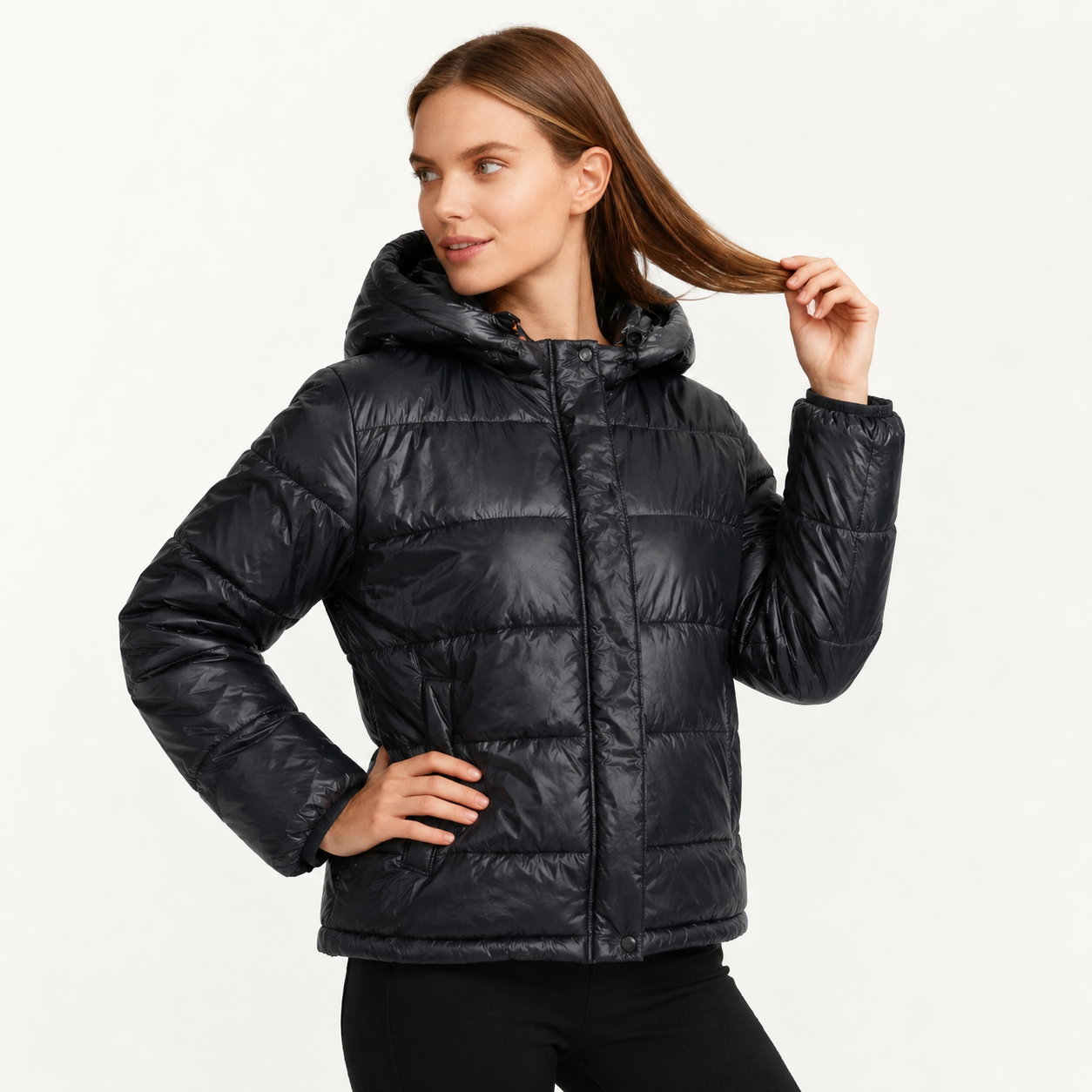 Damen Steppjacke mit Kapuze & Taschen | Fudus