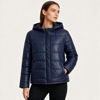 Damen Steppjacke mit Kapuze & Taschen | Fudus