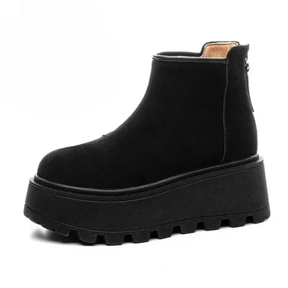 Boots Women - Suede Chelsea Boots with Platform Sole