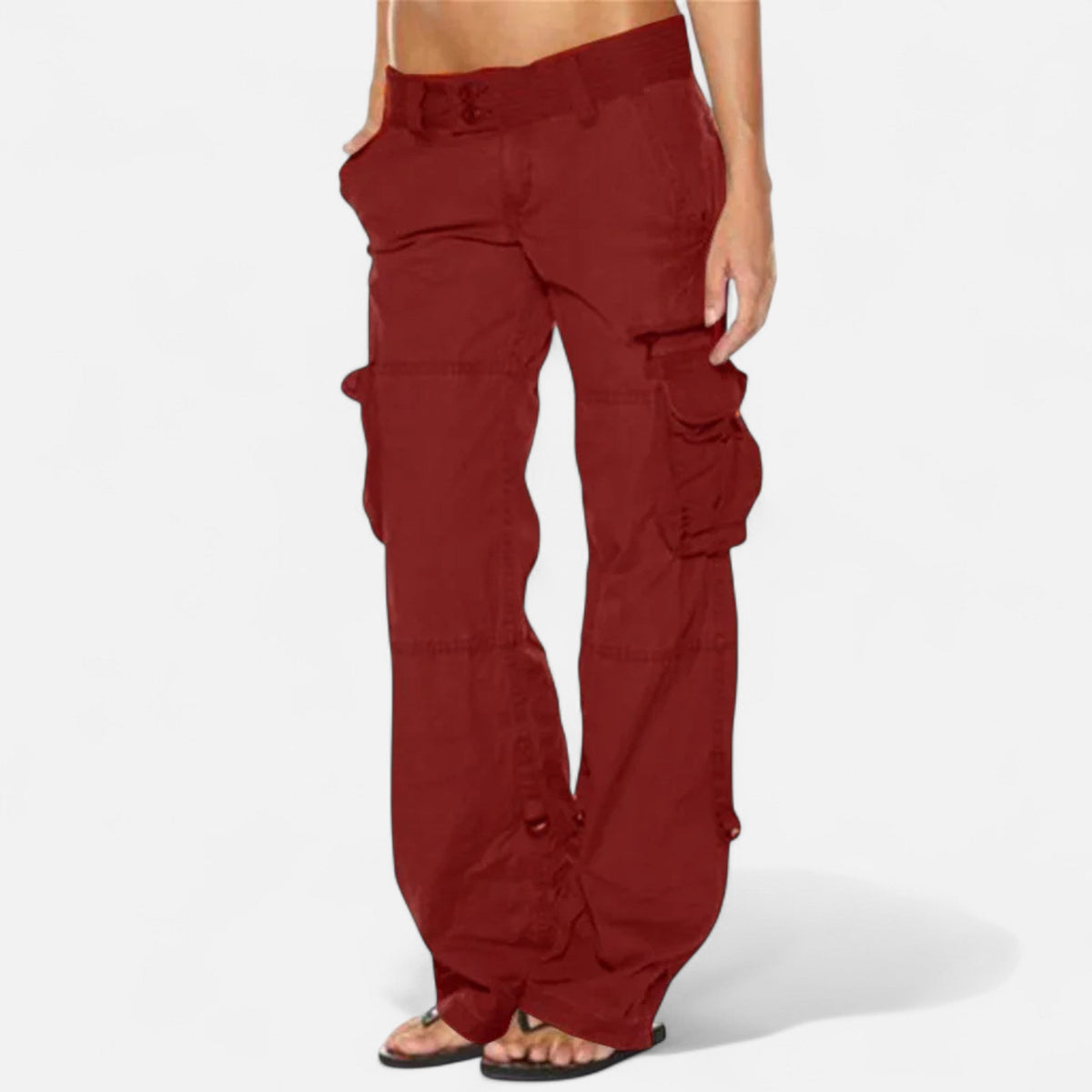 Wide Leg Relaxed Fit Cargo Trousers with Utility Pockets for Women