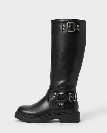 Knee High Boots Women - Tall Knee High Boots with Buckle Detail