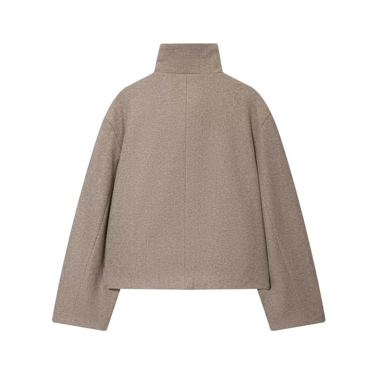 Jacket Women - Wool Blend Cropped Jacket with Buckle Collar