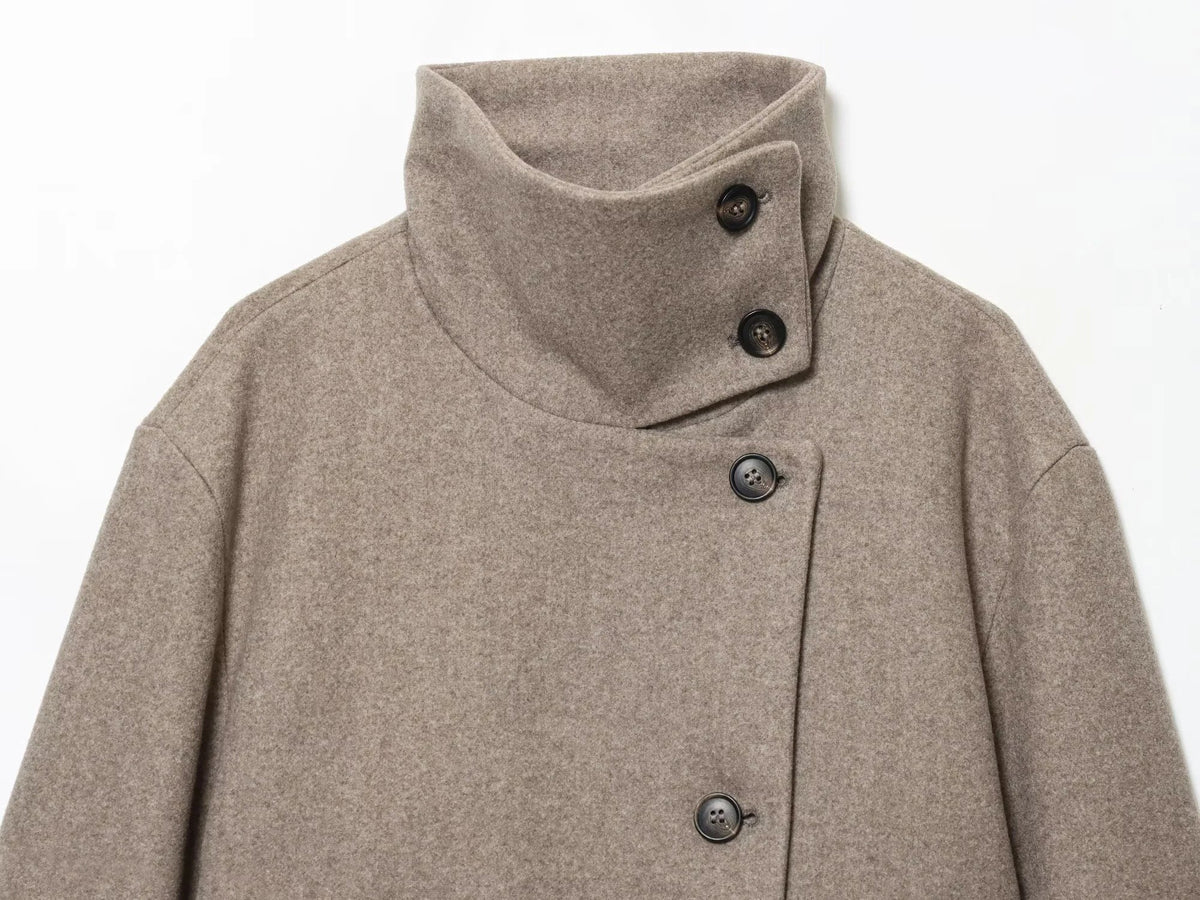 Jacket Women - Wool Blend Cropped Jacket with Buckle Collar