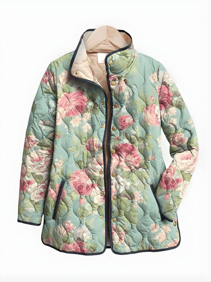 ™ | Quilted Jacket with Retro Floral Pattern