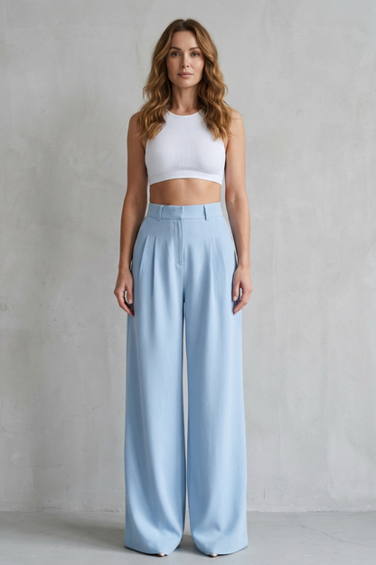 Women's Draped Wide Leg Tailored Trousers - Perlisse