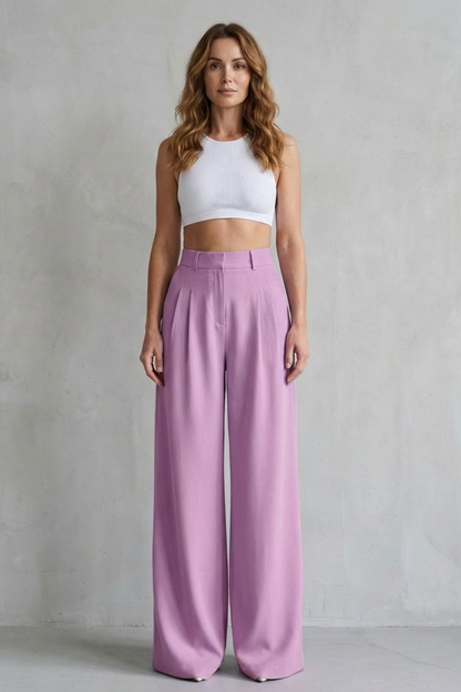 Women's Draped Wide Leg Tailored Trousers - Perlisse